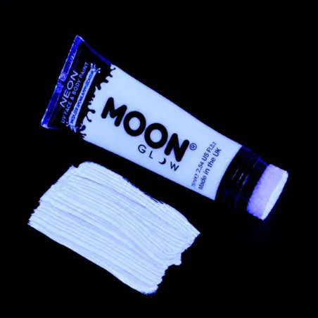 Maquillage fluo UV Visage et Corps avec applicateur éponge - 75 ml - Blanc